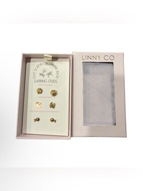 LINNY CO "The Sea" Flat Screwback Earring Stud Set (Trio) new in box